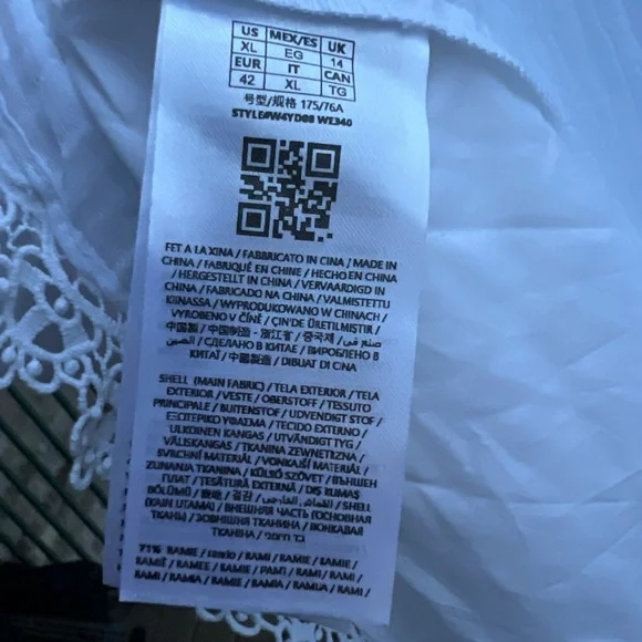 🆕 Guess White Boho Asymmetrical Midi Skirt Lace Trim Crinkle Wrap Style Size XL - Picture 14 of 17